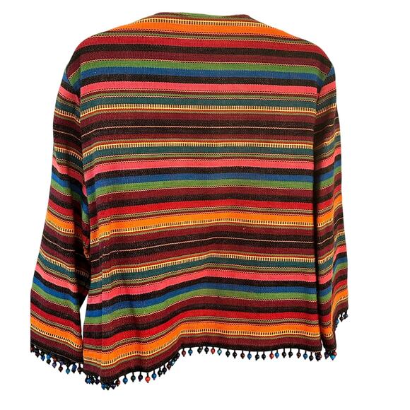 Sharon Young Multicolor Stripe & Beaded Cropped Jacket Size 10 Excellent - Picture 3 of 9